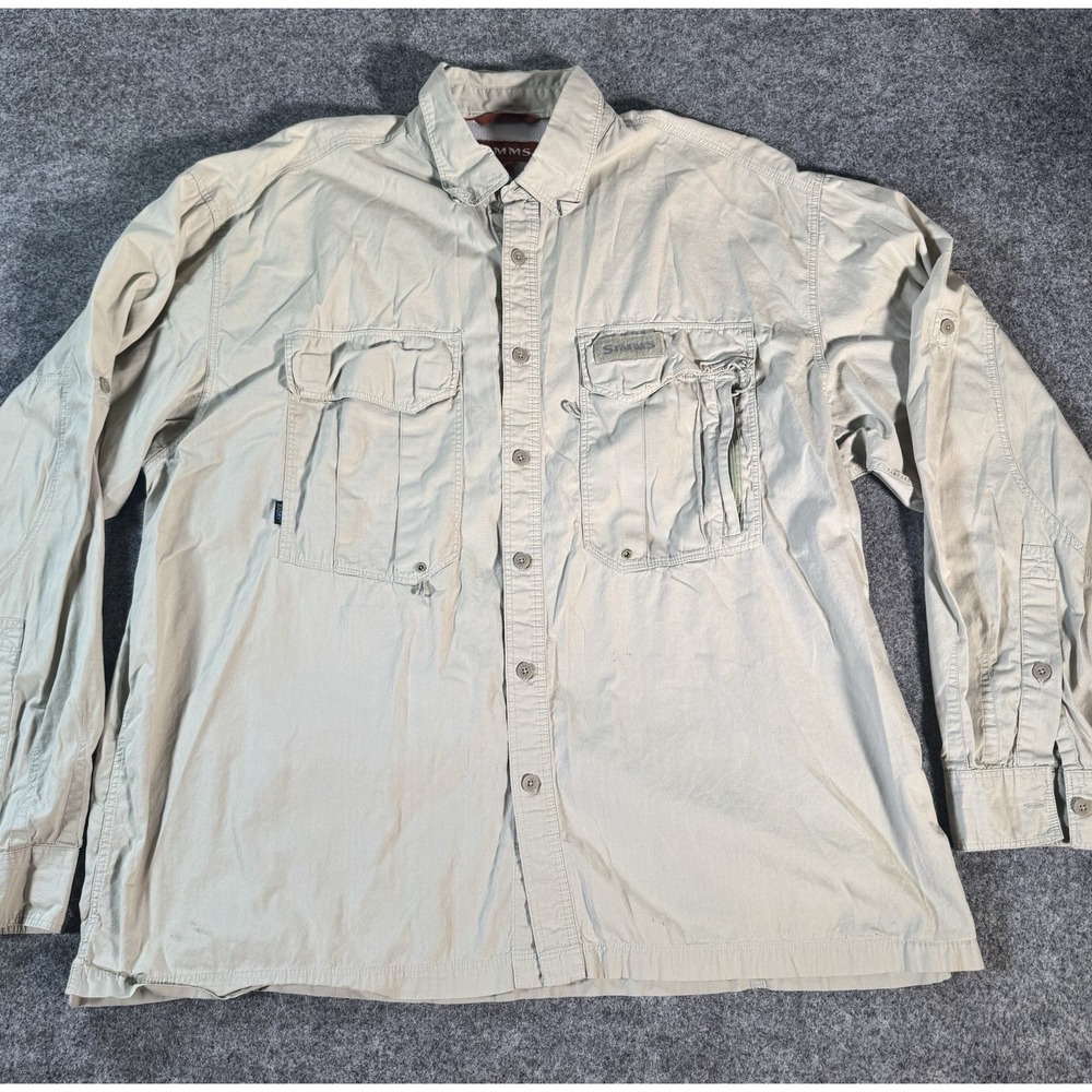 Simms Shirt Men's XL Long Sleeve Lightweight Fishing Vented Caped 3XDry KE7